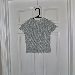 Sage green and white checkered top